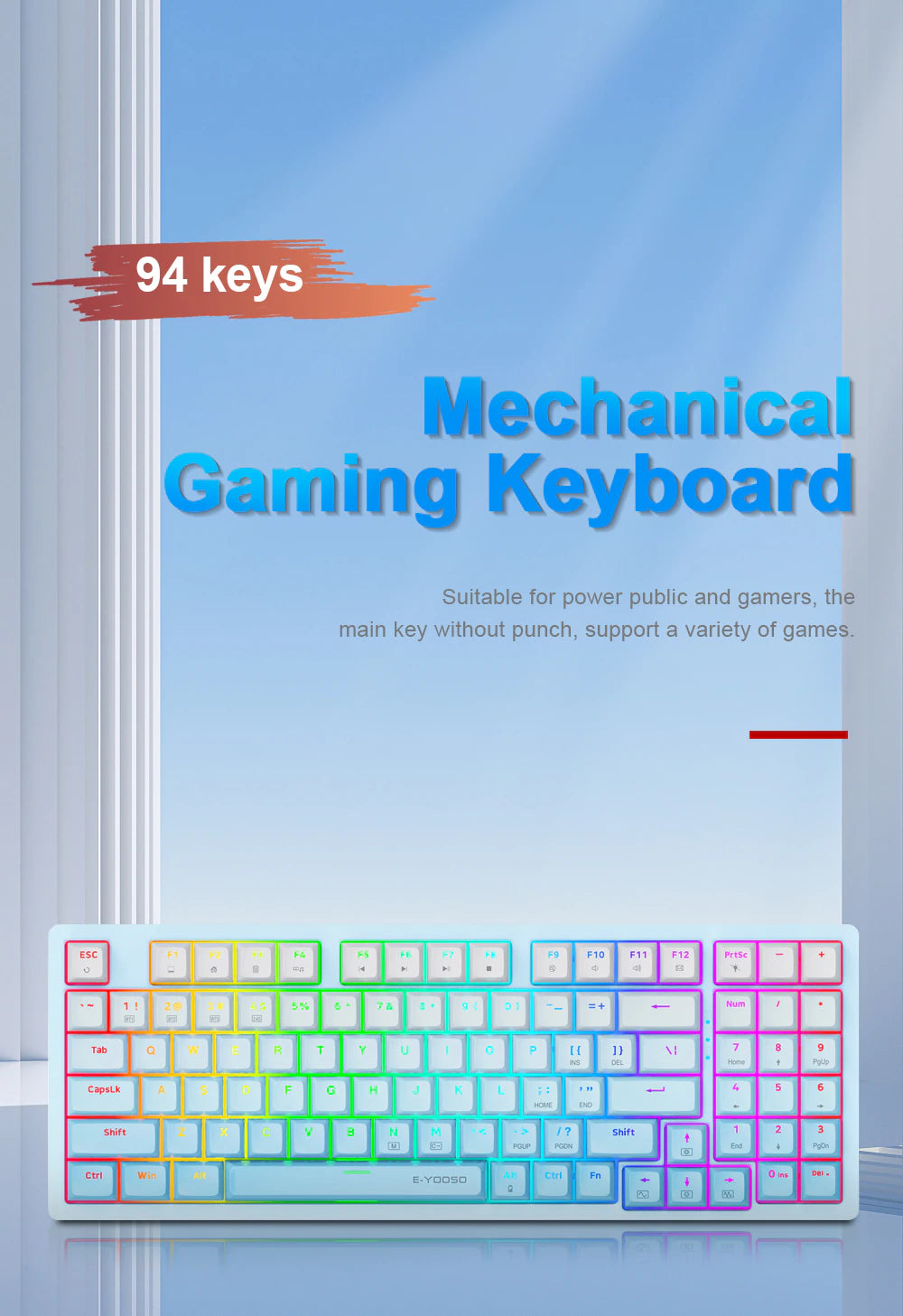 E-Yooso Z-94 Tri-Mode RGB 94-Keys Hot-Swappable Mechanical Keyboard ...
