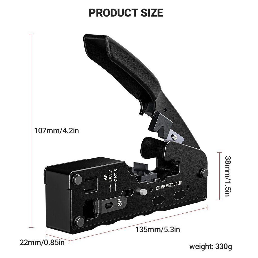 RJ45 Crimp Tool Pass Through Crimper Cutter for Cat6 Cat5 Cat5e 8P8C ...