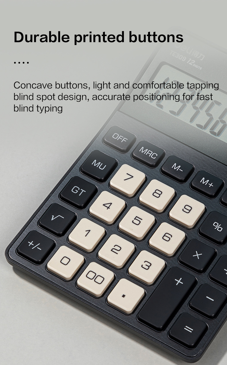 Deli Portable Desktop Office Calculator 12 Digit Display Lcd Screen ...