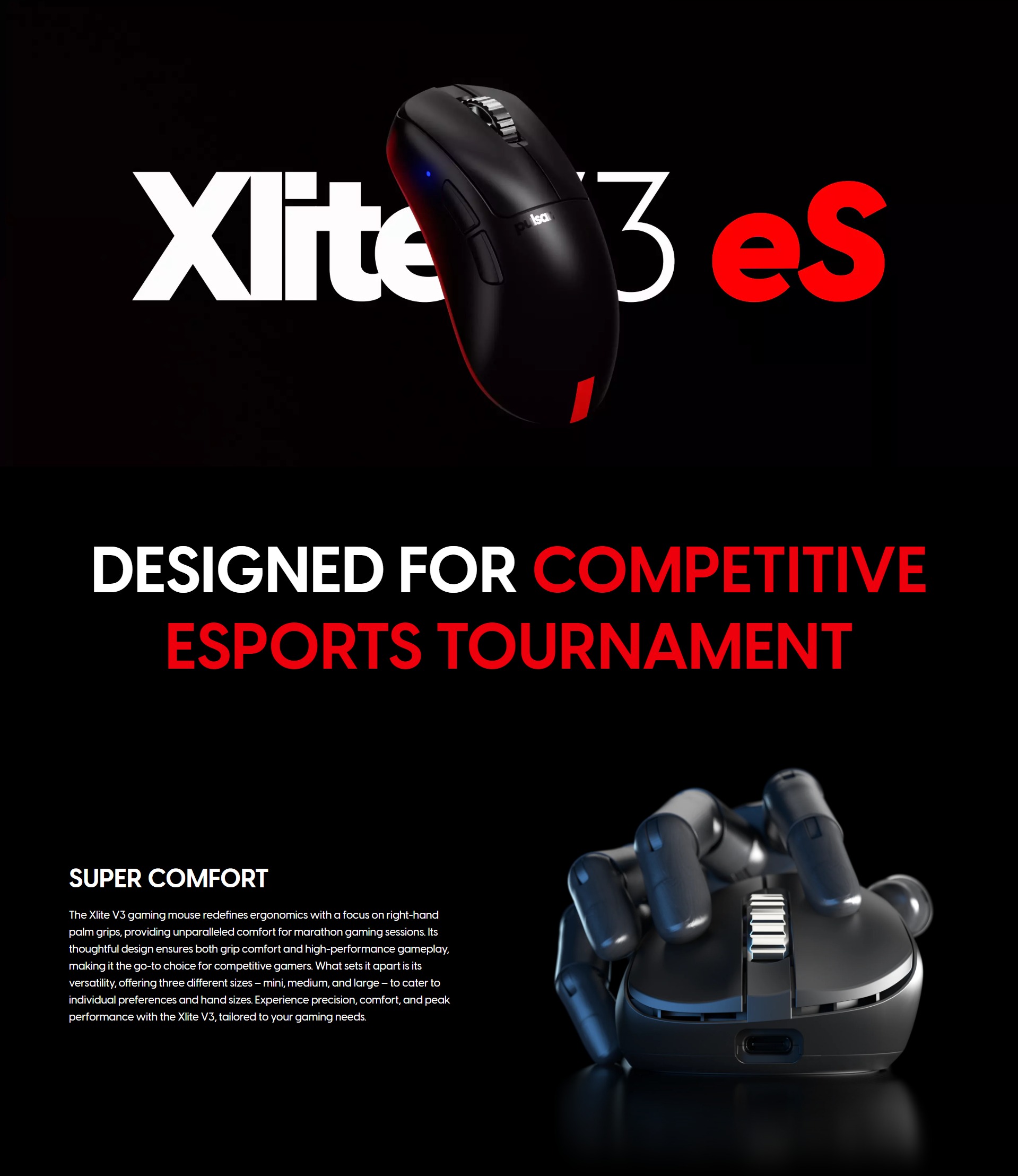 Pulsar XLITE V3 ES Esports Tournament Edition Wireless Gaming Mouse