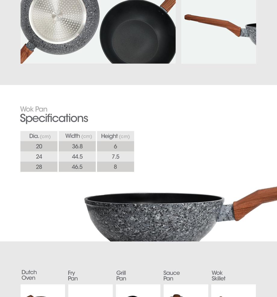 SLIQUE Granite Cookware Non-Stick Frying Pan, Wok, Sauce Pan, Grill Pan ...