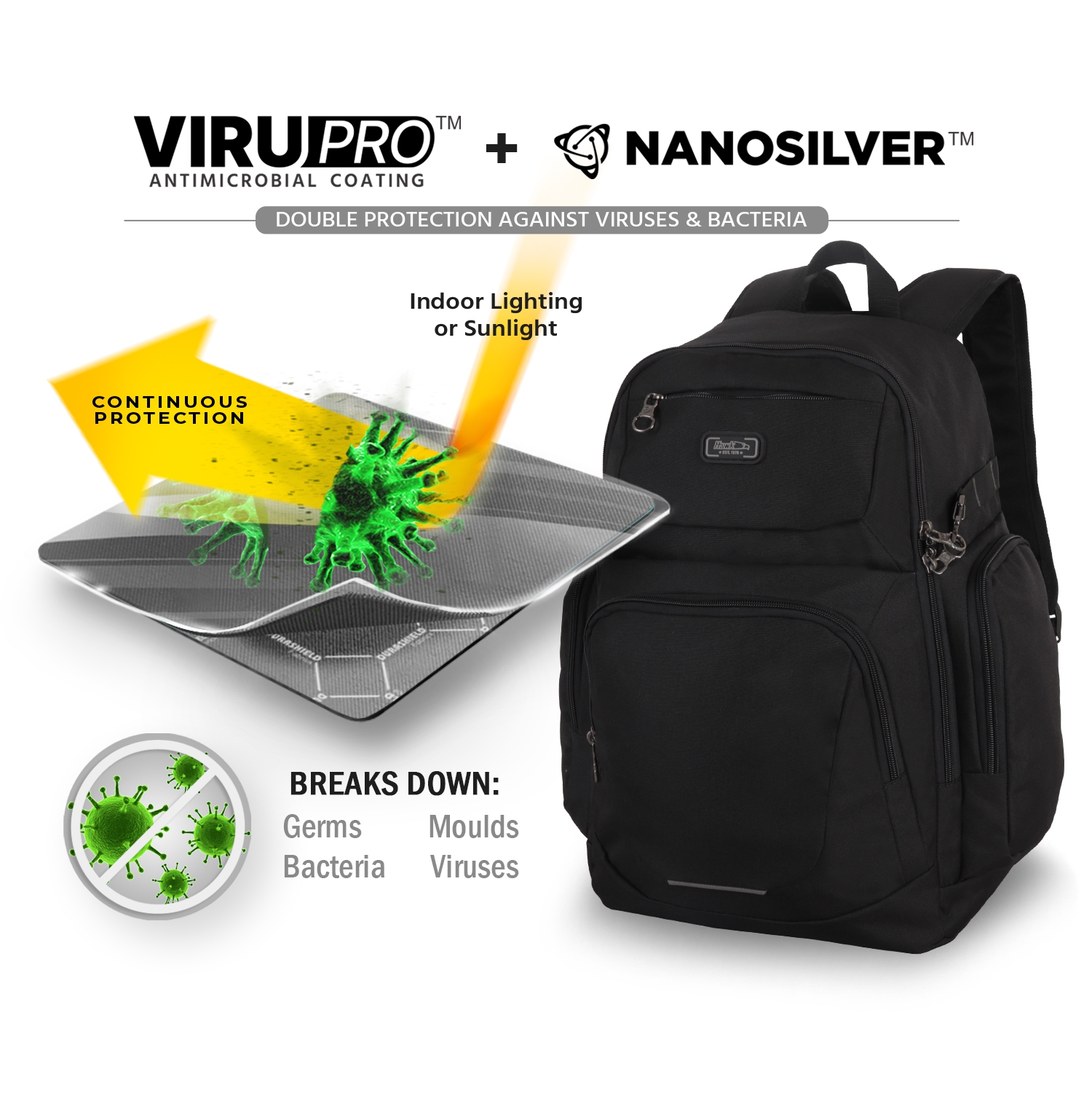 Hawk 5814 Corporate Backpack with VIRUPRO Anti-Microbial Protection ...
