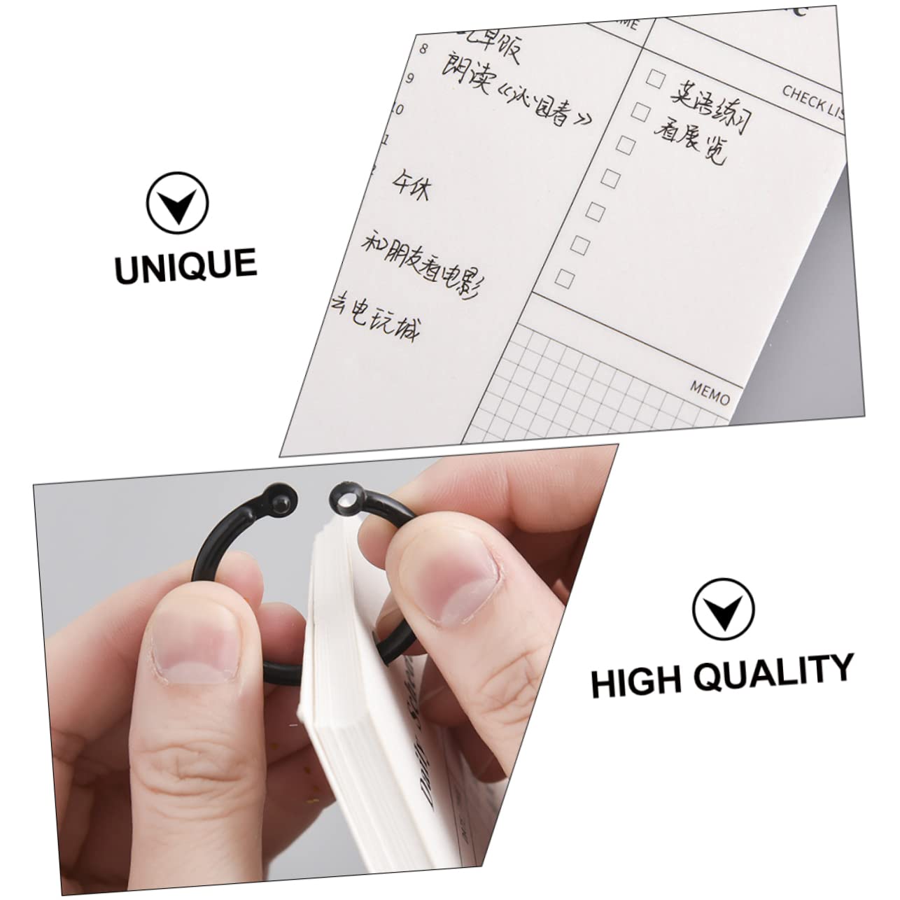 50sheets Memo Pad Key Ring Minimalist Loose Leaf Ring Note Pad (To do ...