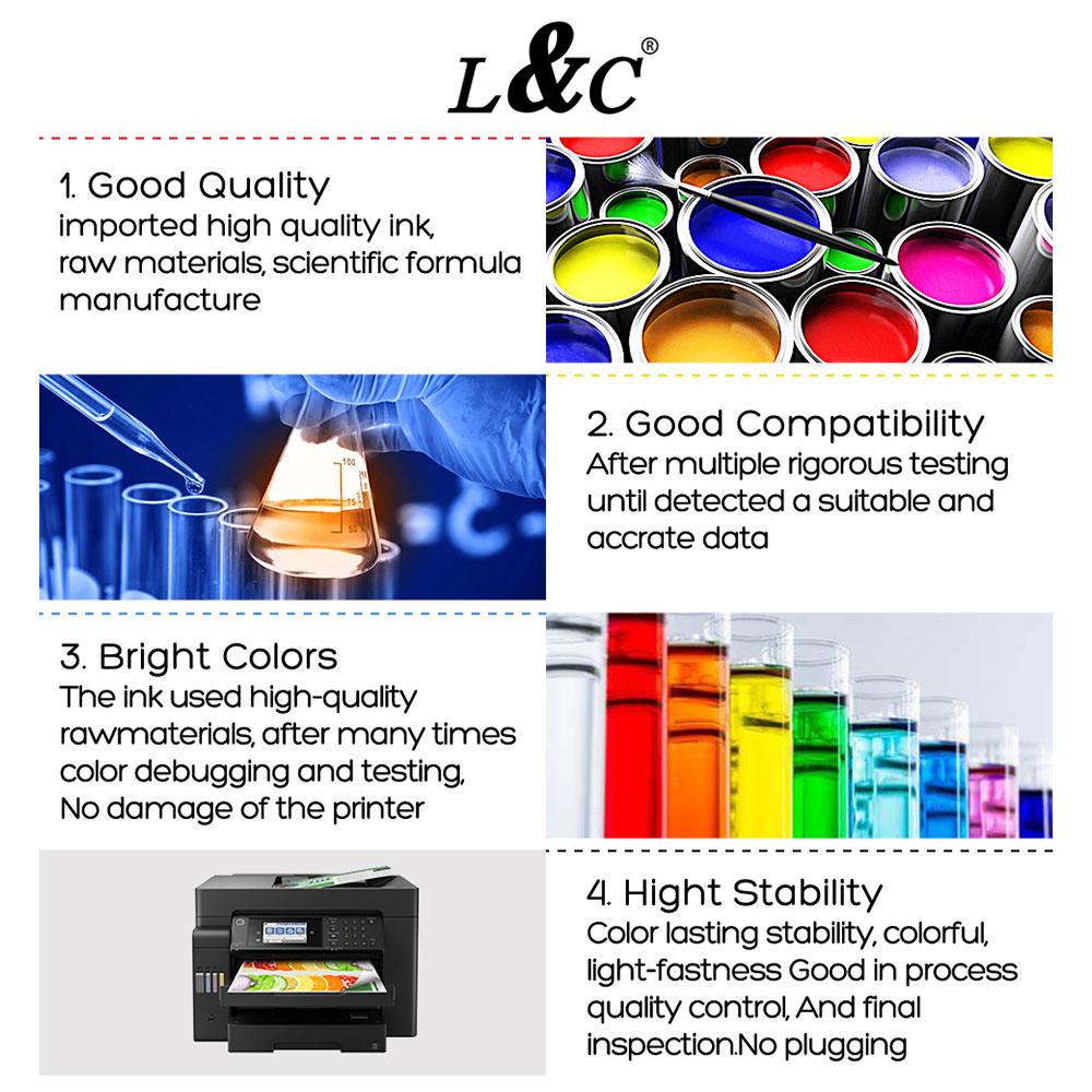 L&C 008 Pigment Ink For Epson 008 Ink For Epson L6460 L6490 L6550 L6570 ...