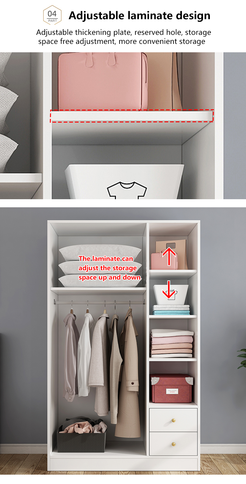 Wardrobe bedroom sliding door simple solid wood locker economical large ...