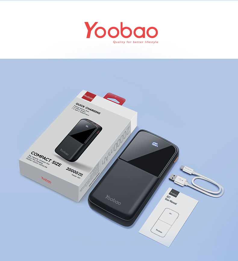 Yoobao Q21 20000mAh Powerbank Original Compact Size PD20W/QC3.0/SCP22 ...