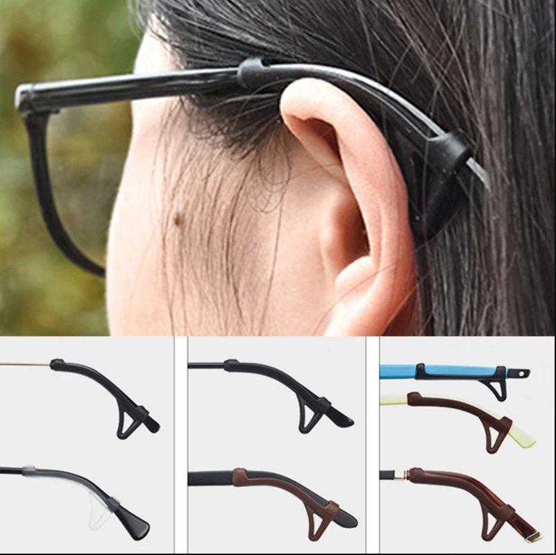 pairs Silicone Glasses Anti-slip Sleeve Long Strip Glasses Leg Grip Ear ...