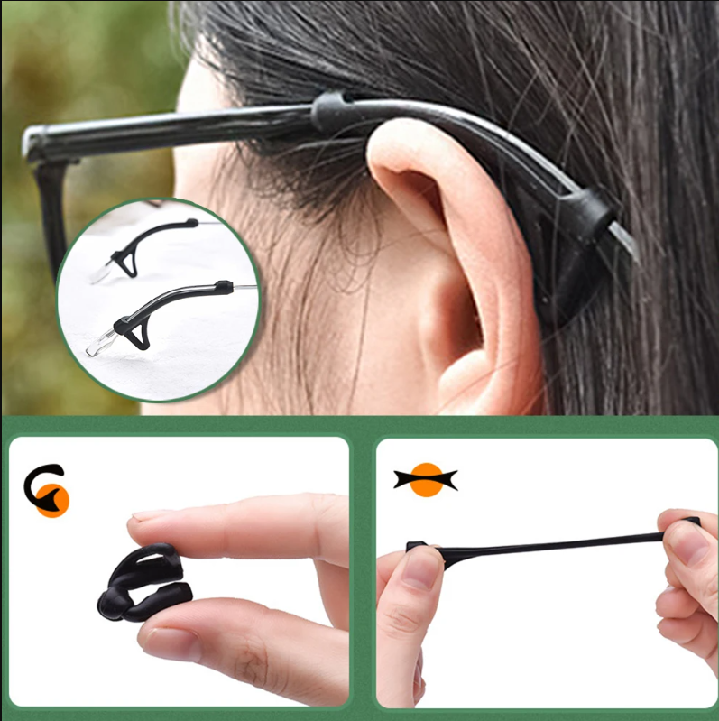 pairs Silicone Glasses Anti-slip Sleeve Long Strip Glasses Leg Grip Ear ...
