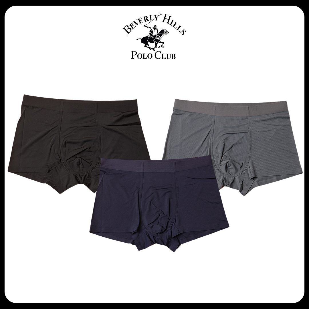 Beverly Hills Polo Club Cotton Mens Underwear Mesh Quick Dry Boxer Briefs for Men 3 Pack BLK BLU GR Shopee Philippines