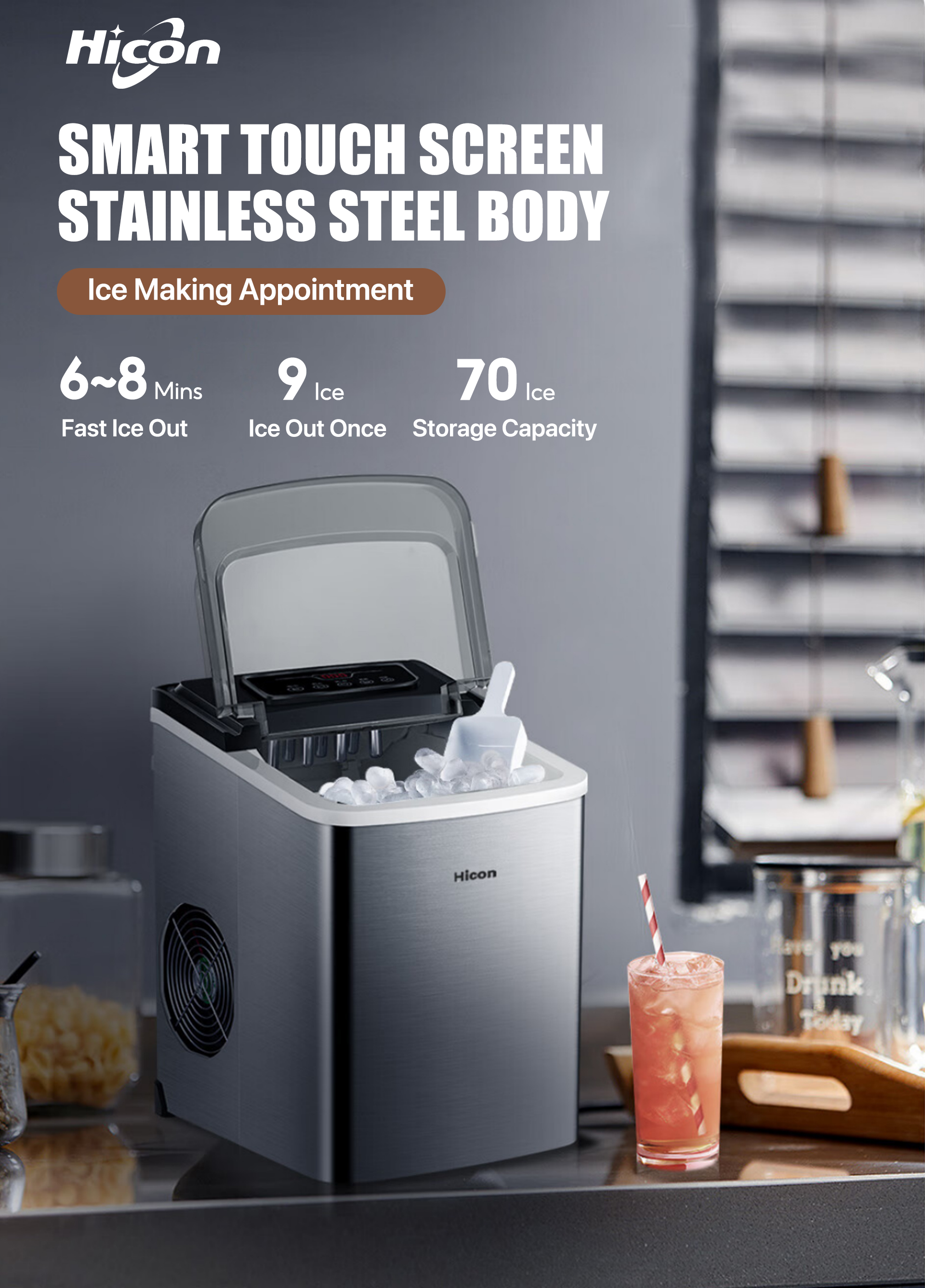 Hicon Automatic Ice Maker Machine Portable Fast Ice Maker for business ...