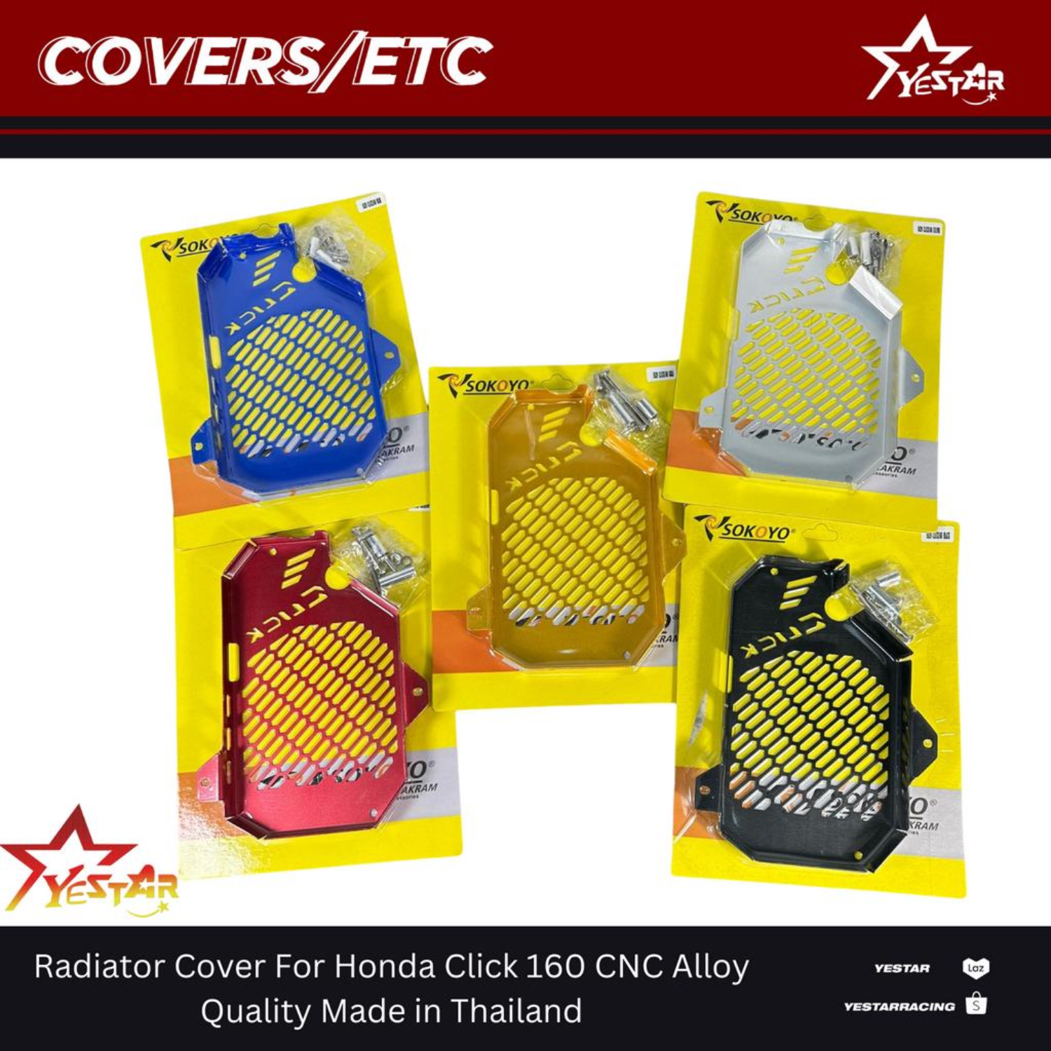 Yestar PH Honda Click 160 Radiator Cover – CNC Alloy Accessory (Made in ...