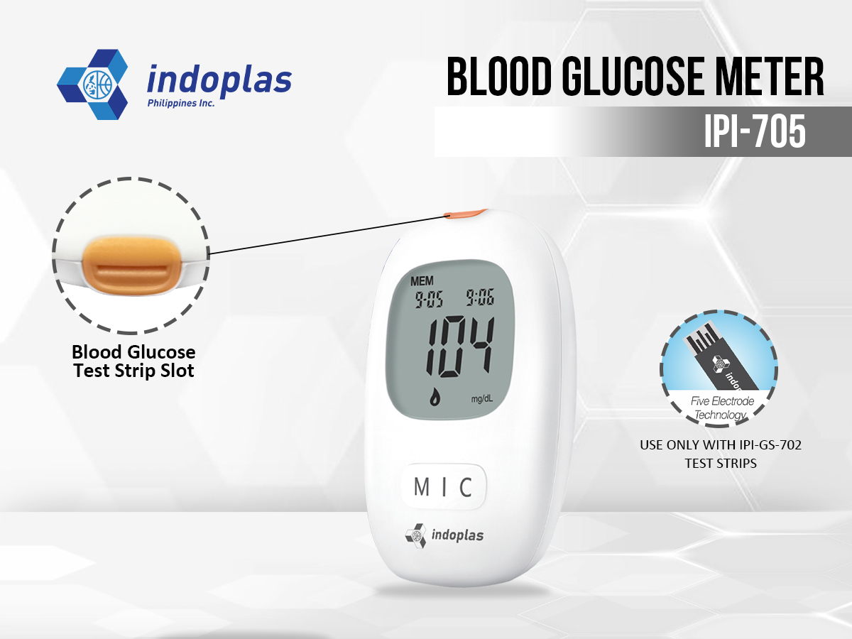 Indoplas Blood Glucose Meter Glucometer Monitoring System IPI-705 + 1 ...