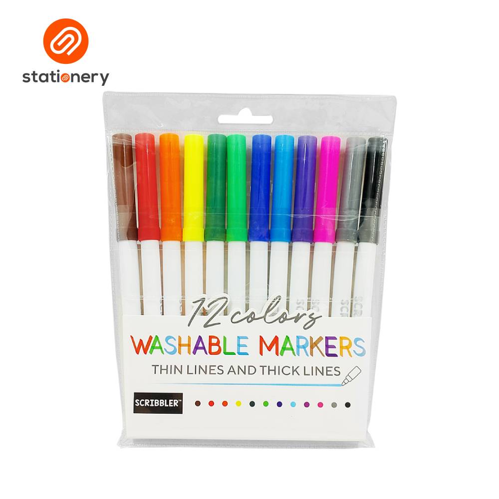 Scribbler Washable Thin Thick Lines Markers 12c