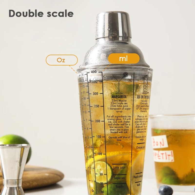 GSE Detachable Cocktail Shaker Glass Shaker Stainless Steel Glass Body ...