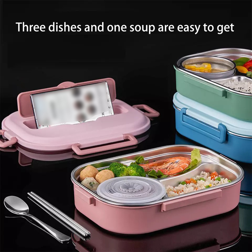 2/3 Grids Lunch Box 304 Stainless Steel Insulated Lunch Box Bento Box ...
