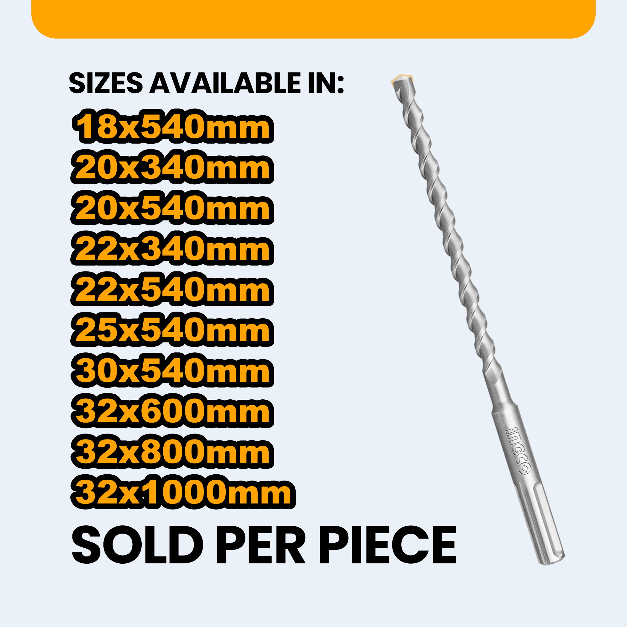 INGCO SDS MAX Masonry Hammer Drill Bit 540MM-1000MM Single Flute ...