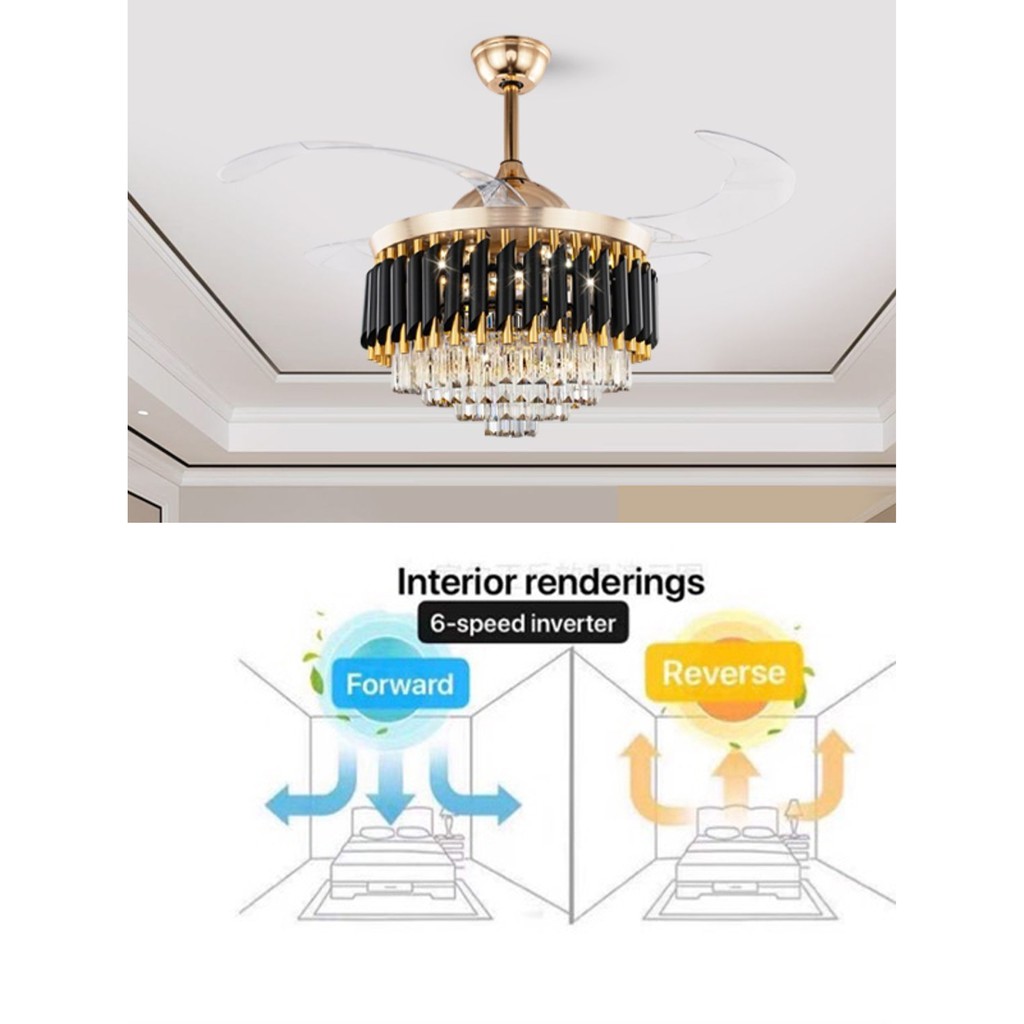 Ceiling Light With Fan 42 Inch Crystal Chandelier Invisible Fan light