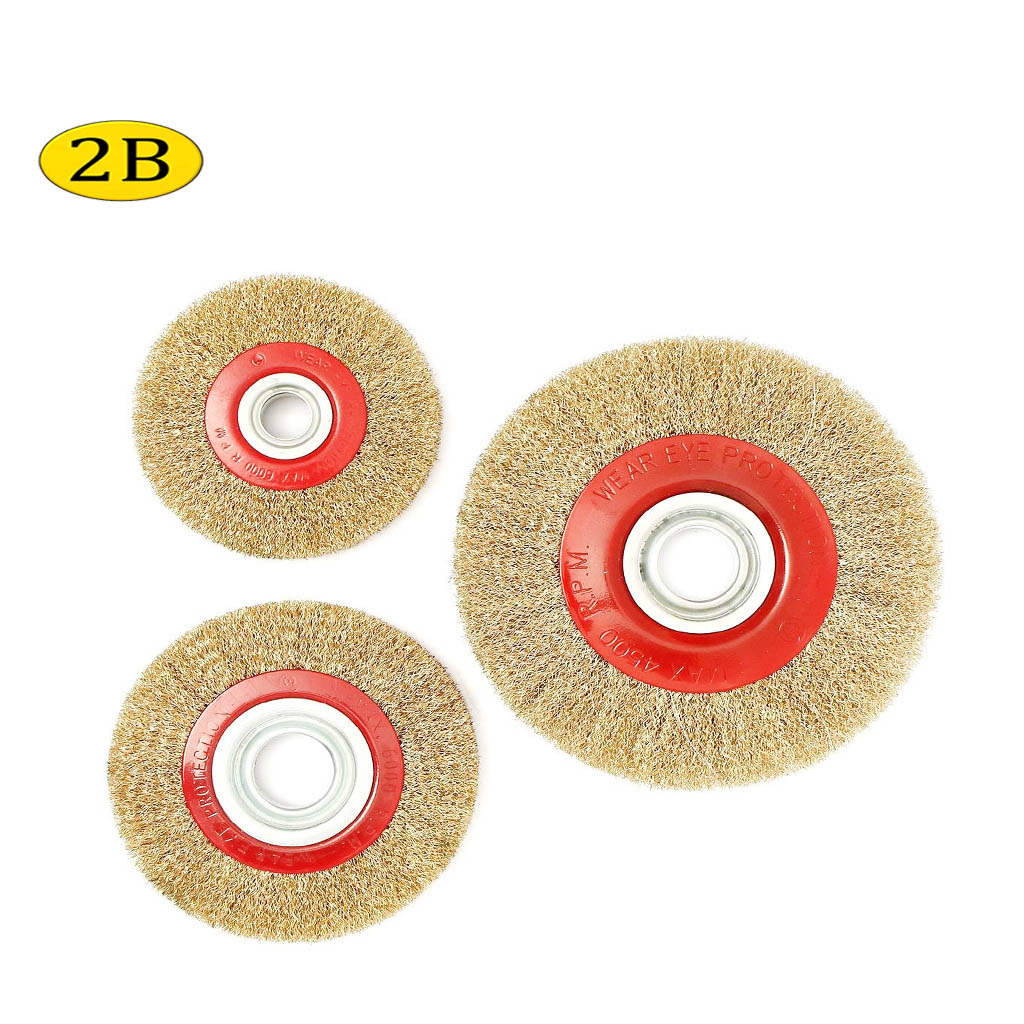 2B Wire Circular Brush Wheel 4”/6”/8” Quality Round Brass Plated Steel ...