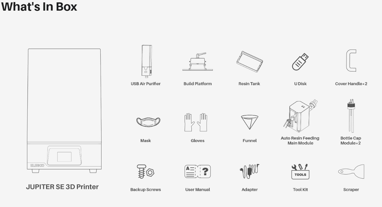 Elegoo Jupiter SE 3D Printer Large MSLA 12.8-Inch 6K Mono LCD 3D ...