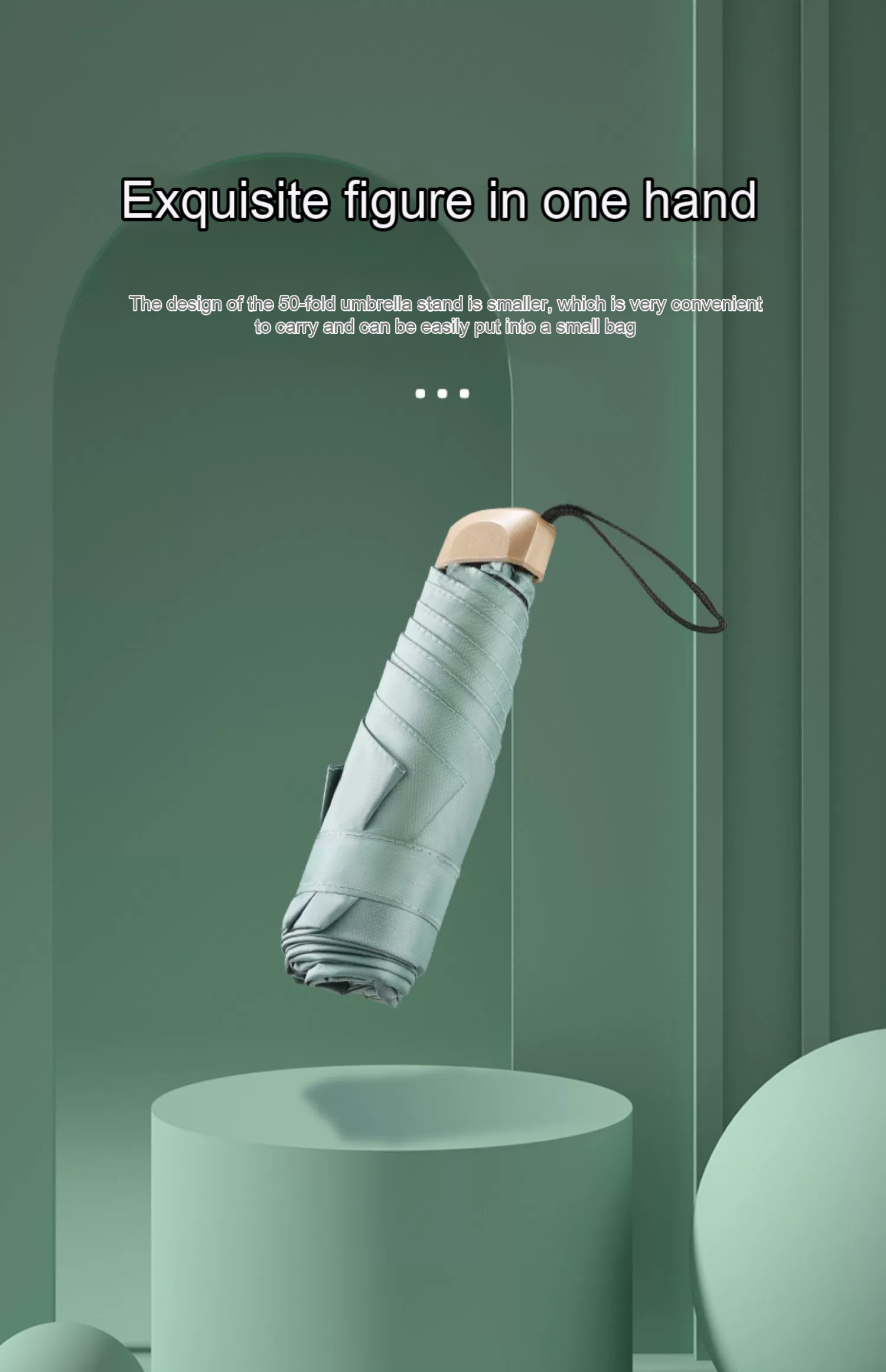Parapluie Anti-UV Compact 14cm - Protection UPF 50+ - Léger, Pliable - Pour Voyage Homme Femme
