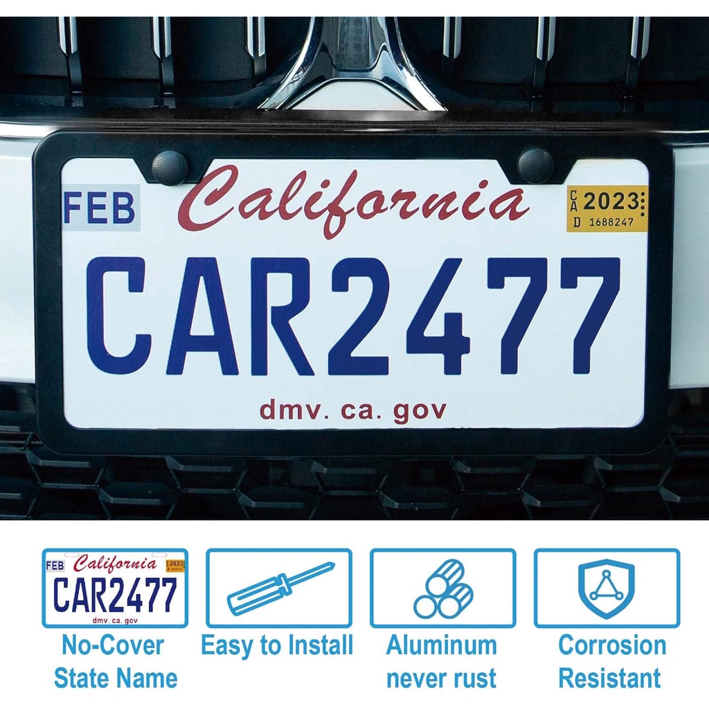 2pcs Car Number Plate License Frame Cover Stainless Steel Car Plate ...