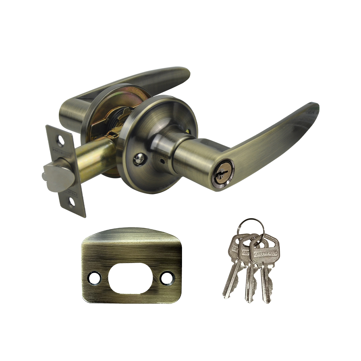 Greenfield Entrance Leverset Antique Brass - Door Hardware & Locks ...
