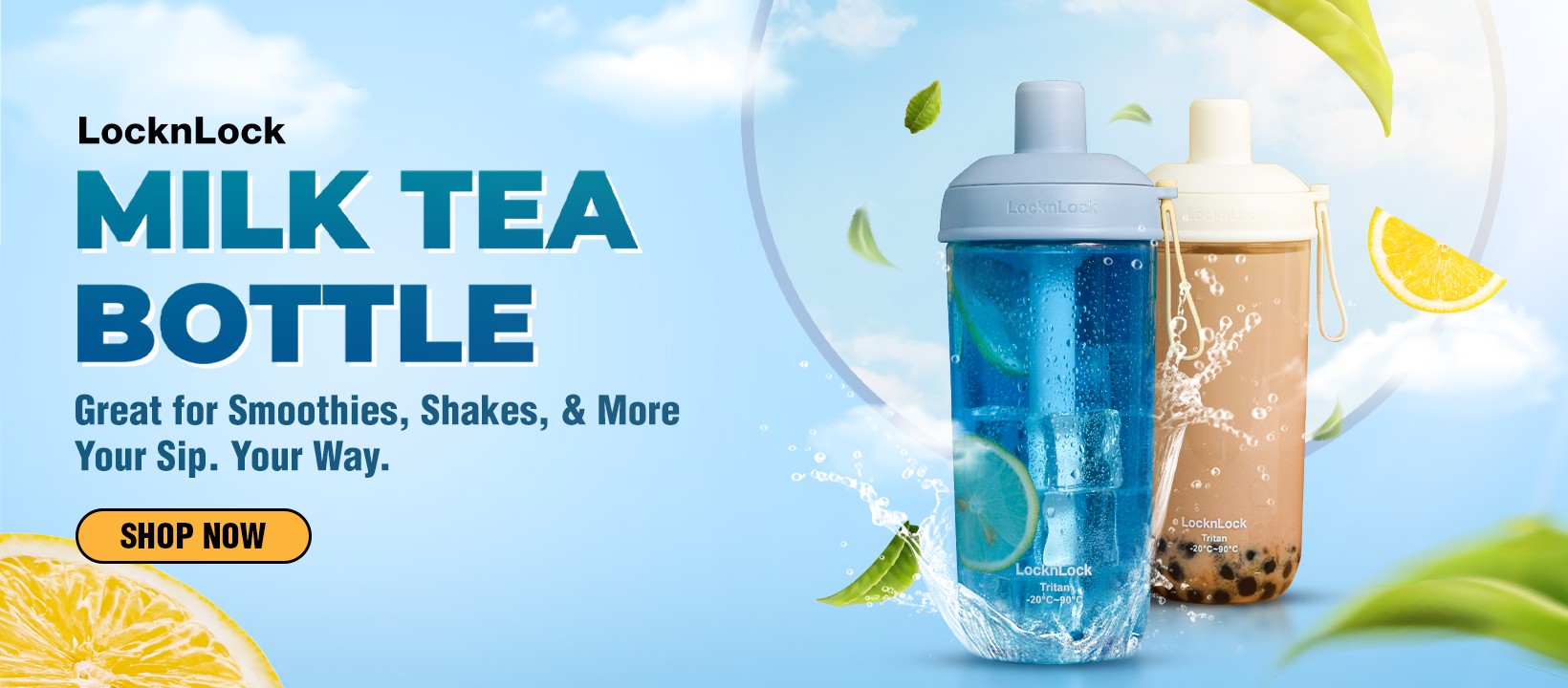LocknLock Milk Tea Bottle 700ml | With Extra Large Straw for Milk Tea ...