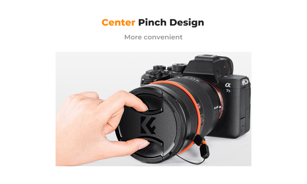 K&F Concept Snap-On Center Pinch Camera Lens Cap with Wrist Strap ...