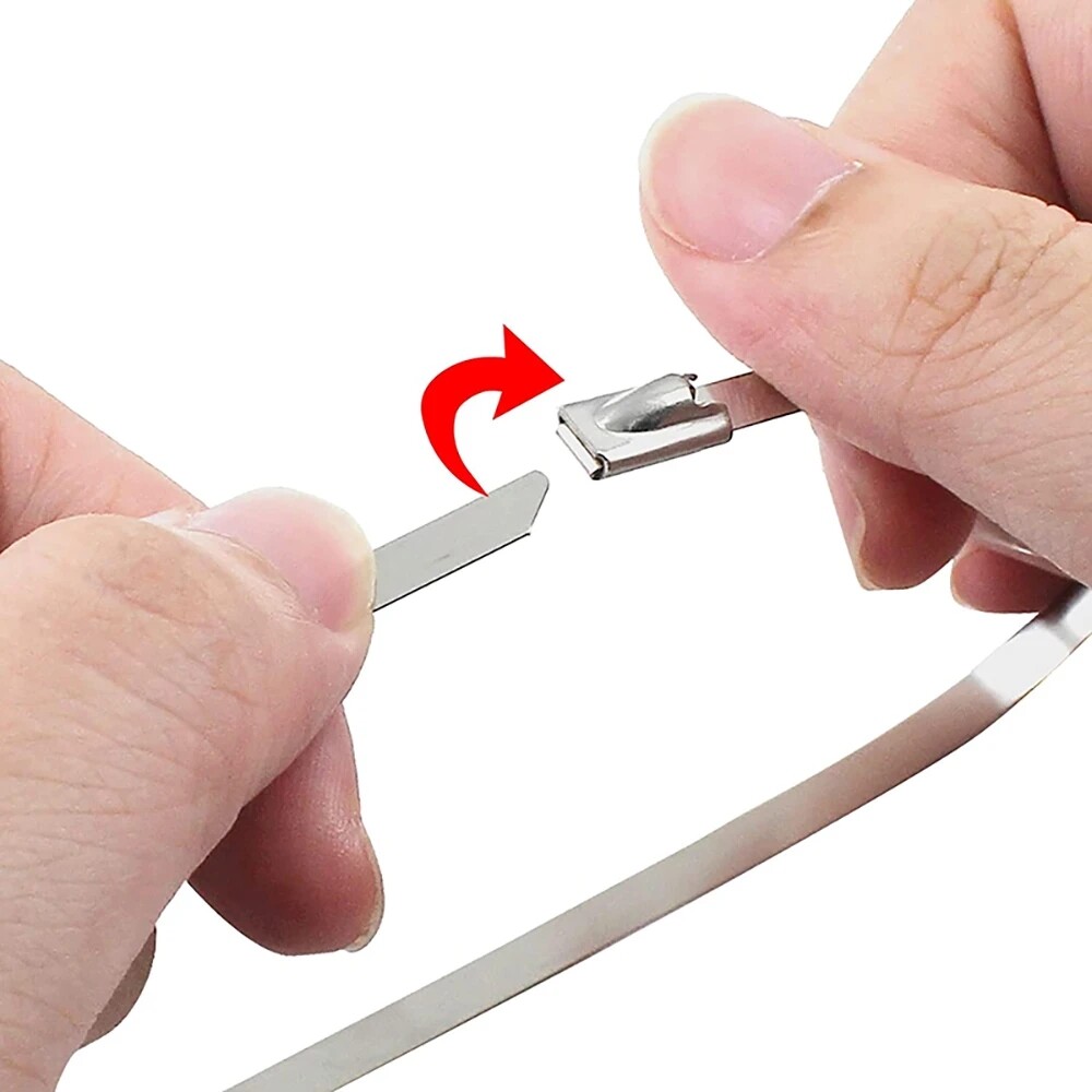 100PCS Multi-Purpose Locking Cable Metal Zip Ties Stainless Steel Self ...