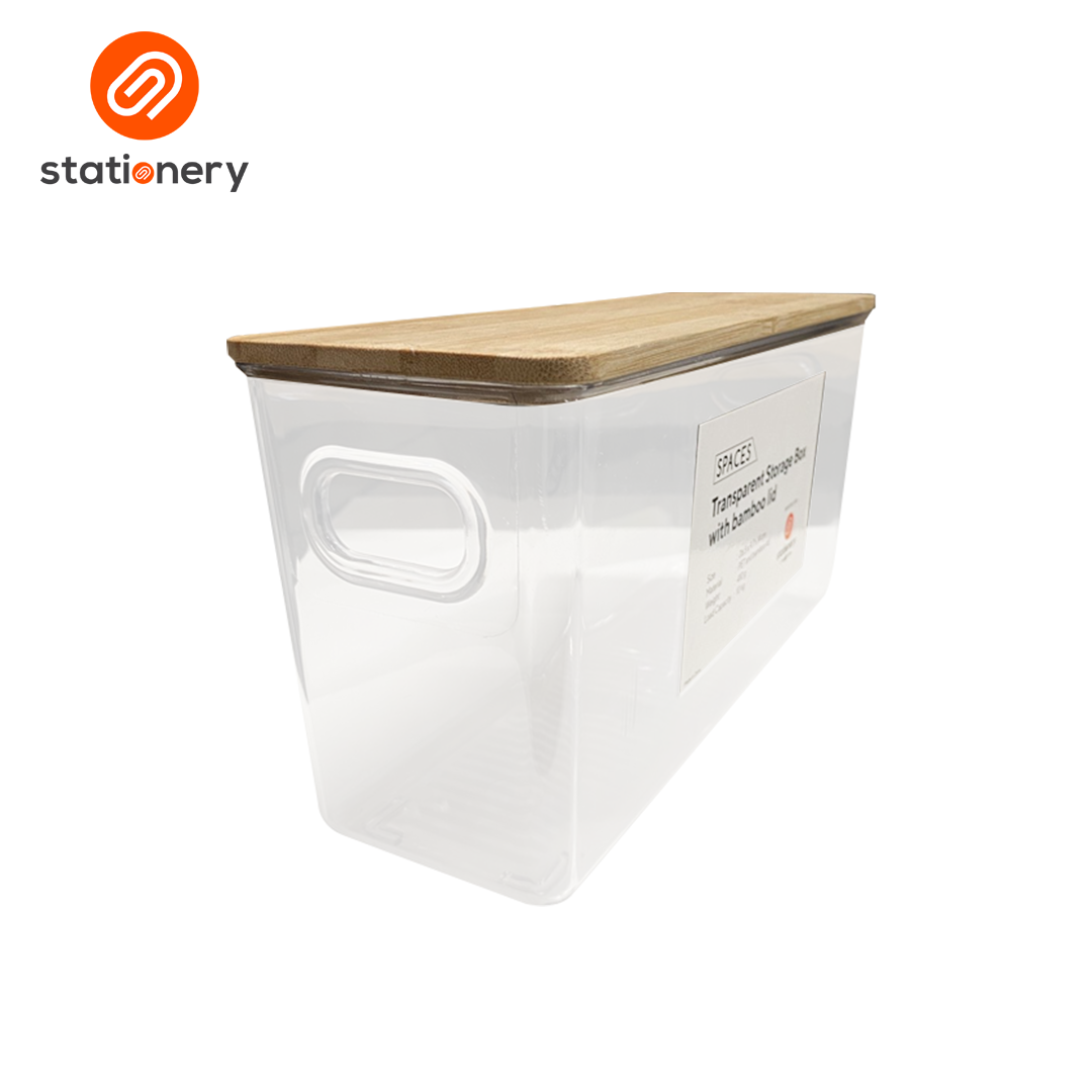 Spaces Transparent Storage Box with Wooden Lid | Shopee Philippines