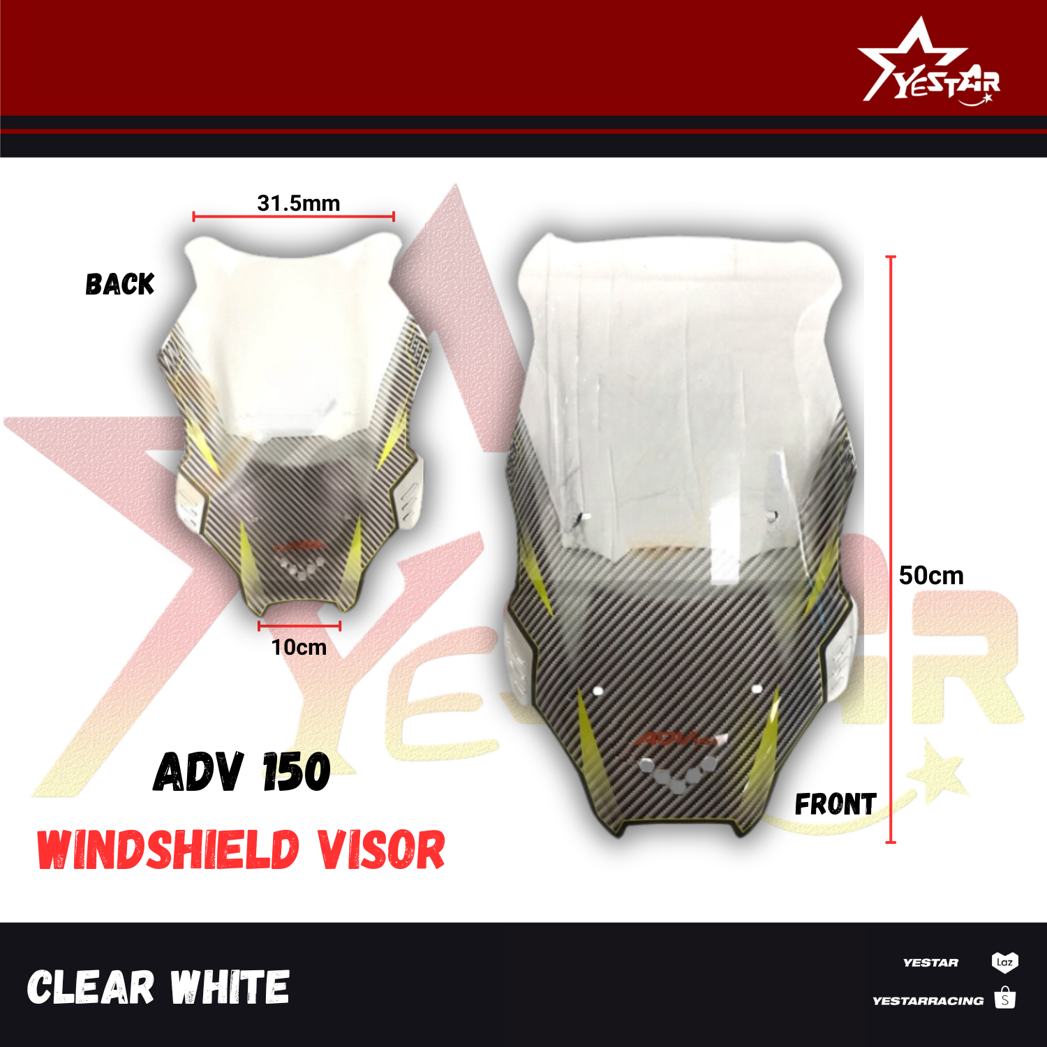 Yestar 1PC Plastic Half Carbon Visor Honda ADV Windshield for Honda ADV ...
