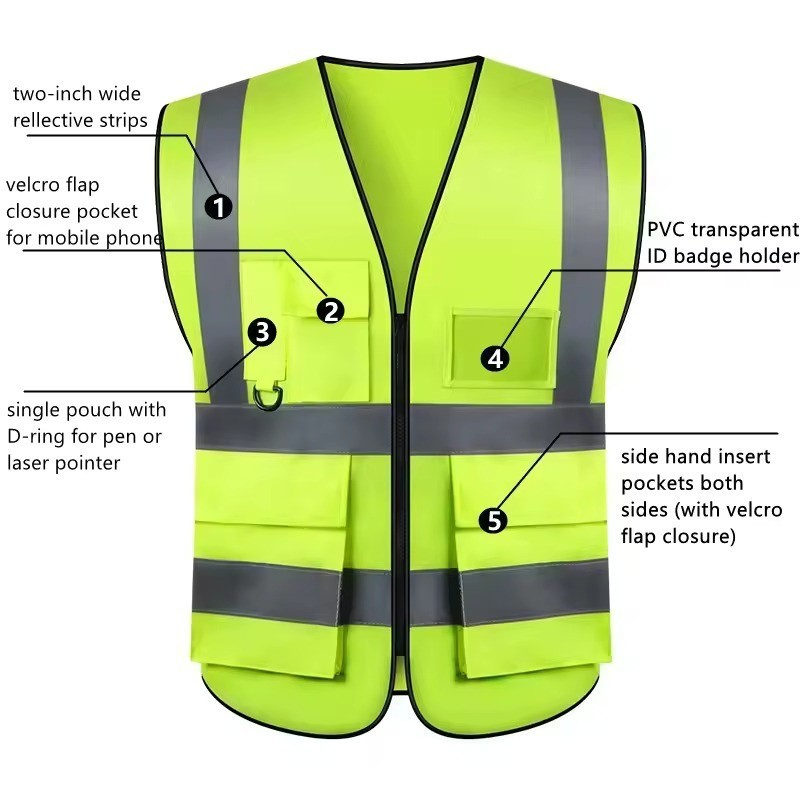 Hoba Reflective Safety Vest High Visibility Motorcycle Jacket Safety ...