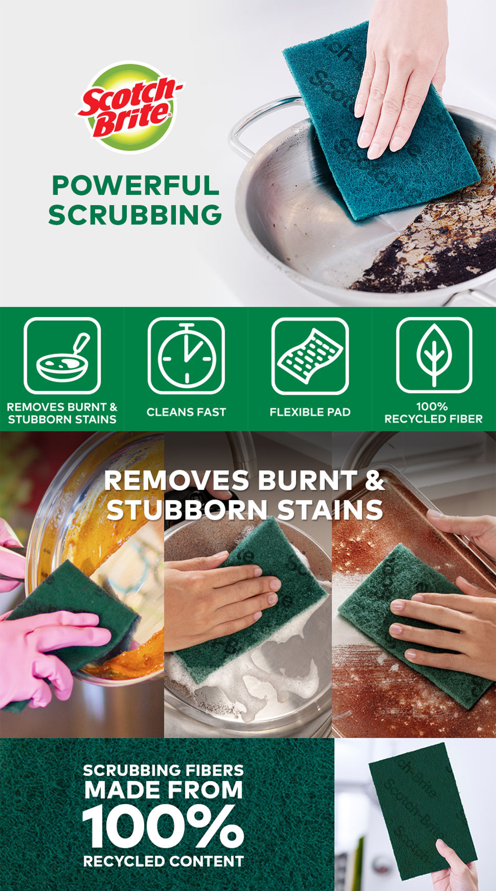 3M™ Scotch Brite® Tough Clean Scrubbing Pad Regular Loose 1pc ...