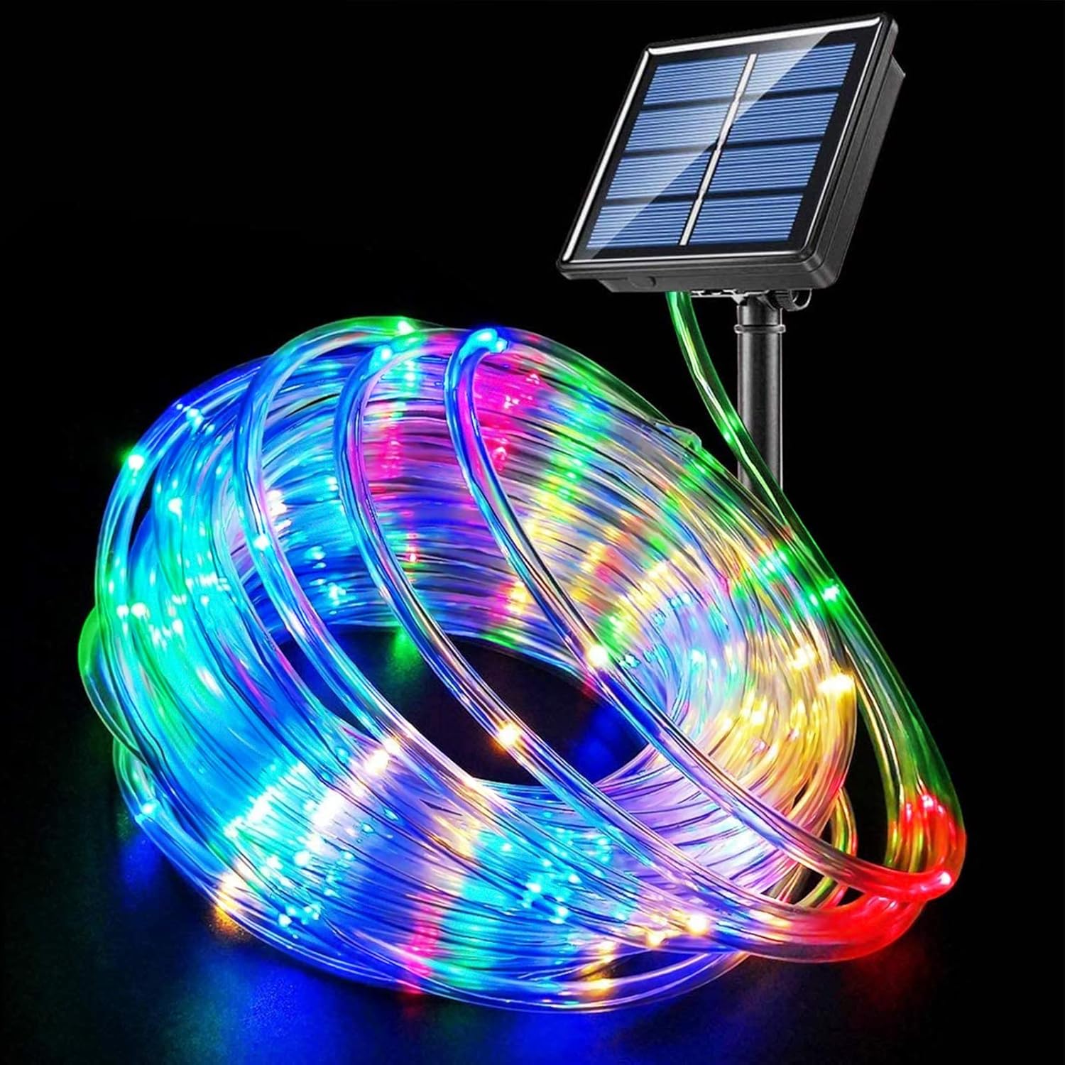 12M/100L Solar PVC Rainbow Tube Light Waterproof LED Outdoor Christmas