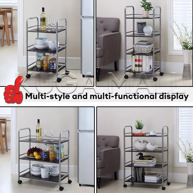 【Free shipping】Kitchen Rack organizer layer Metal Rack With Wheels ...