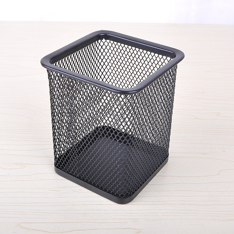 B77【Manila】COD Pen Holder Metal Office Pen Container Black ...