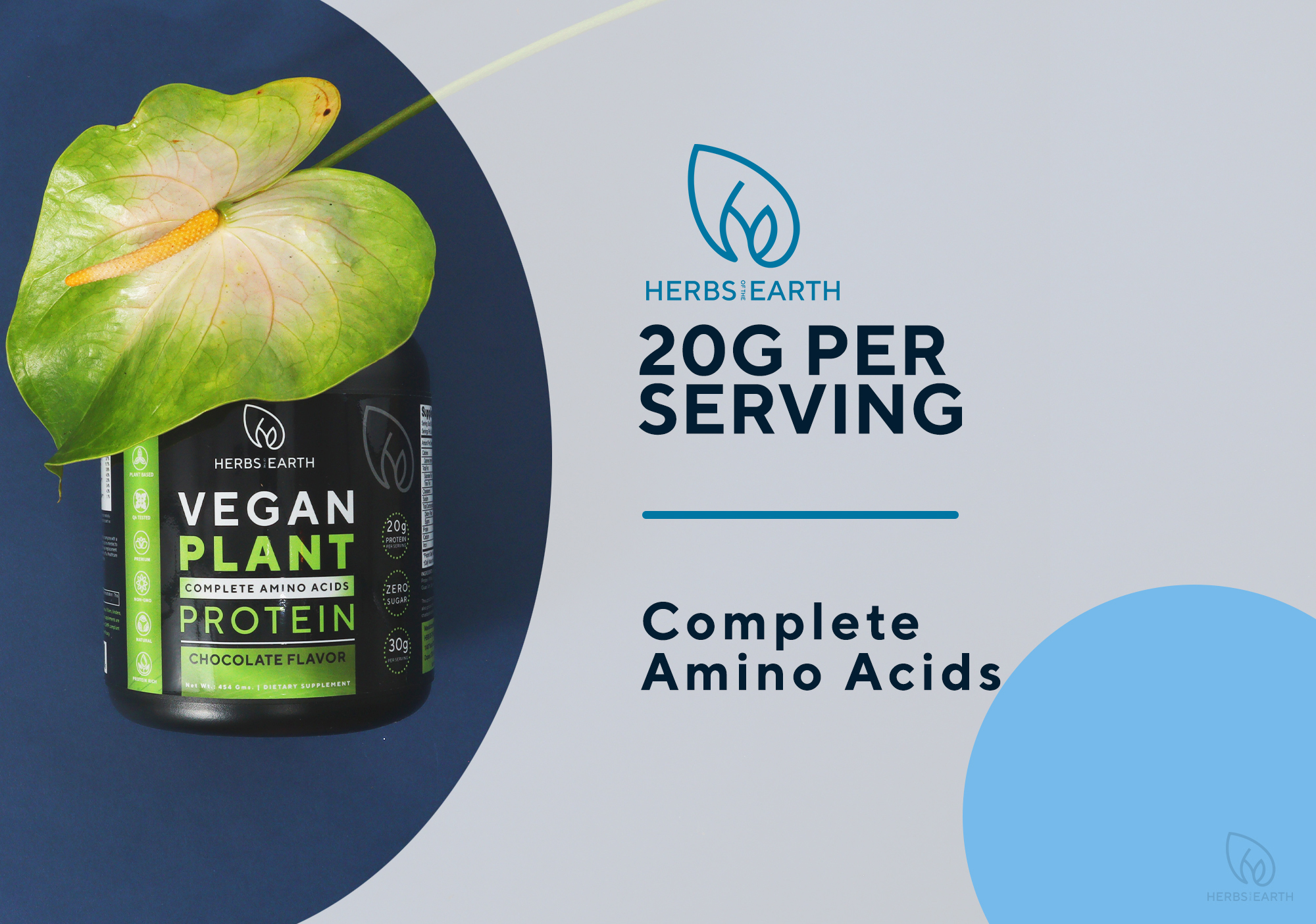 VEGAN Plant Based Protein Powder 20g Protein + Calcium + Iron, 454 ...