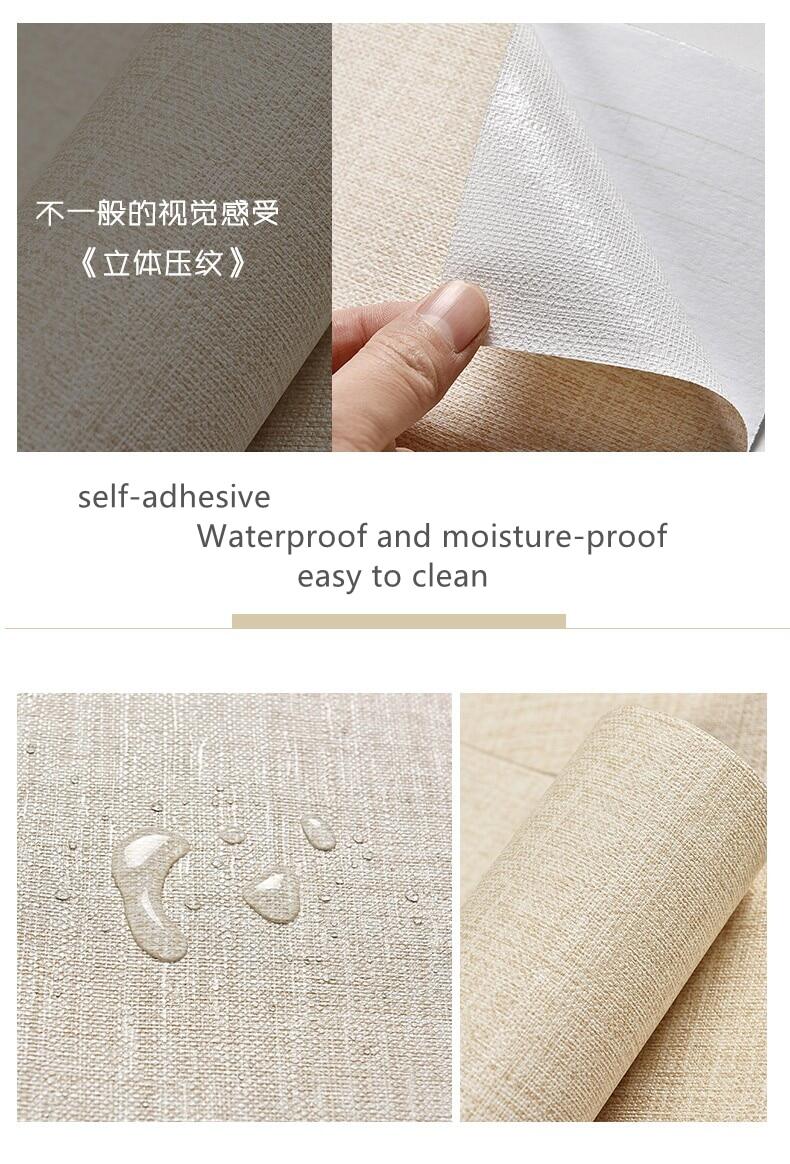 Linen texture wallpaper self-adhesive waterproof wallpaper 50*280cm ...