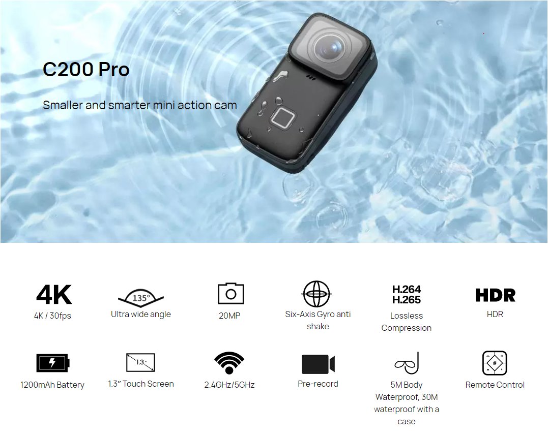 SJCAM C200 Pro 4K 30FPS Ultra HD