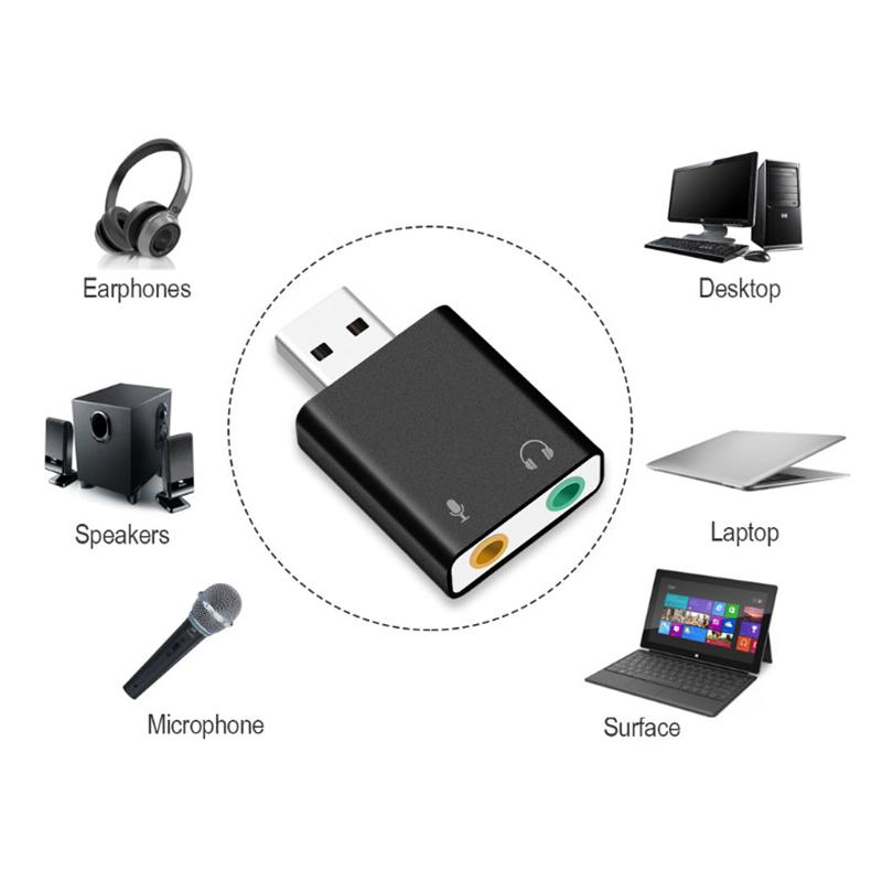 USB Sound Card USB To 3.5mm Audio Earphone Adapter External Sound Card ...