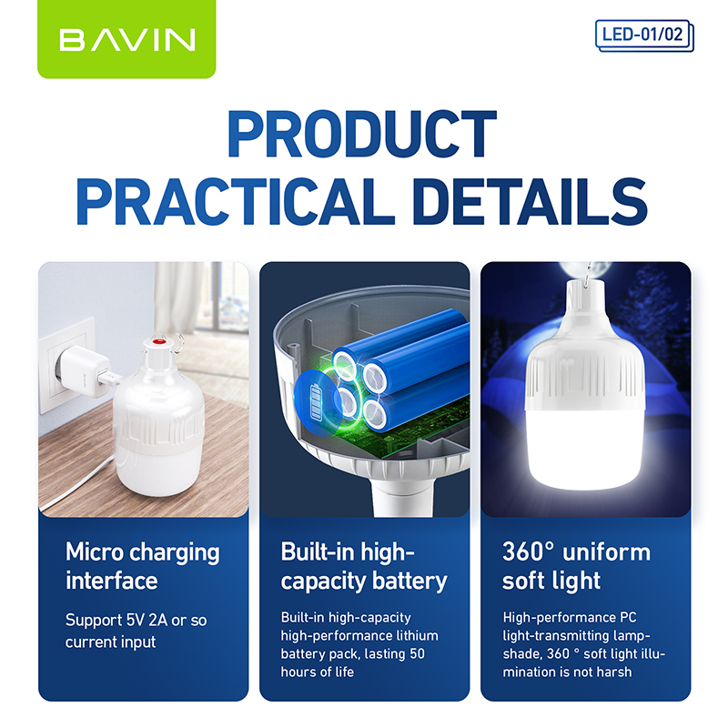 Bavin L L Rechargeable Led Light Energy Saving Wireless Smart Lamp