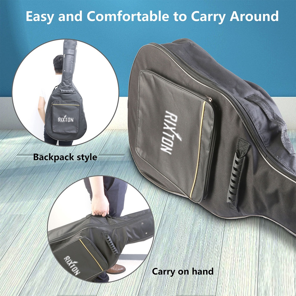 Waterproof Guitar Bag For 40/41 Inch Acoustic Guitar – 600D Oxford Cloth Gig Bag With Backpack Straps, Orange