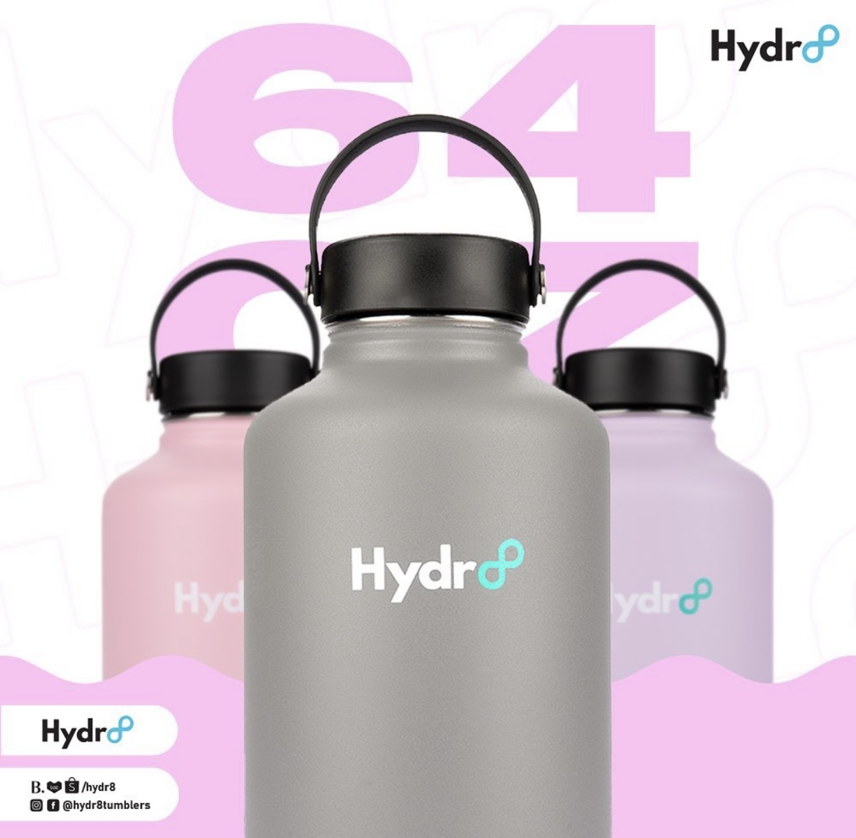 Hydr8 64oz Wide Mouth Vacuum Insulated Flask Stainless Bottle Tumbler ...