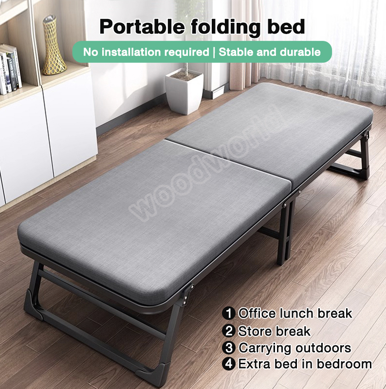 Folding Bed With Foam 60/70/80cm Single Grey Portable Foldable Lunch