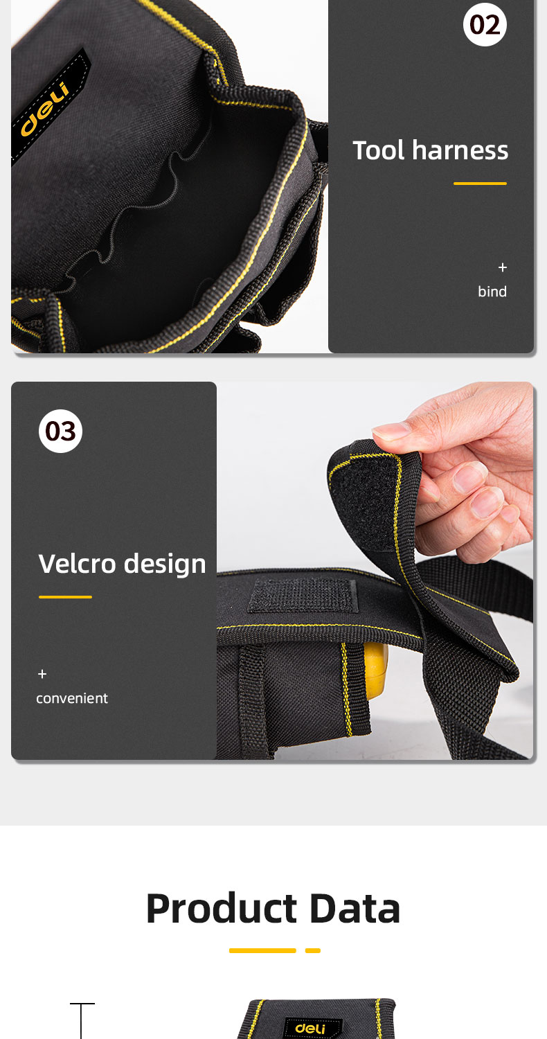 Deli Tools Multi-Functional Tool Bag 25x12cm Durable Waist Pouch Belt ...