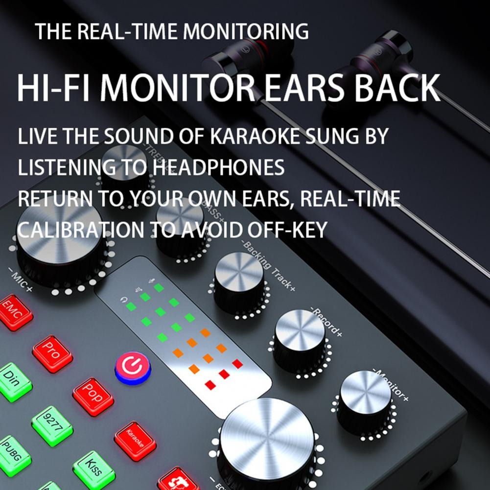 V8s Sound Card Live Singing Equipment Audio Mixer Streaming Bluetooth ...