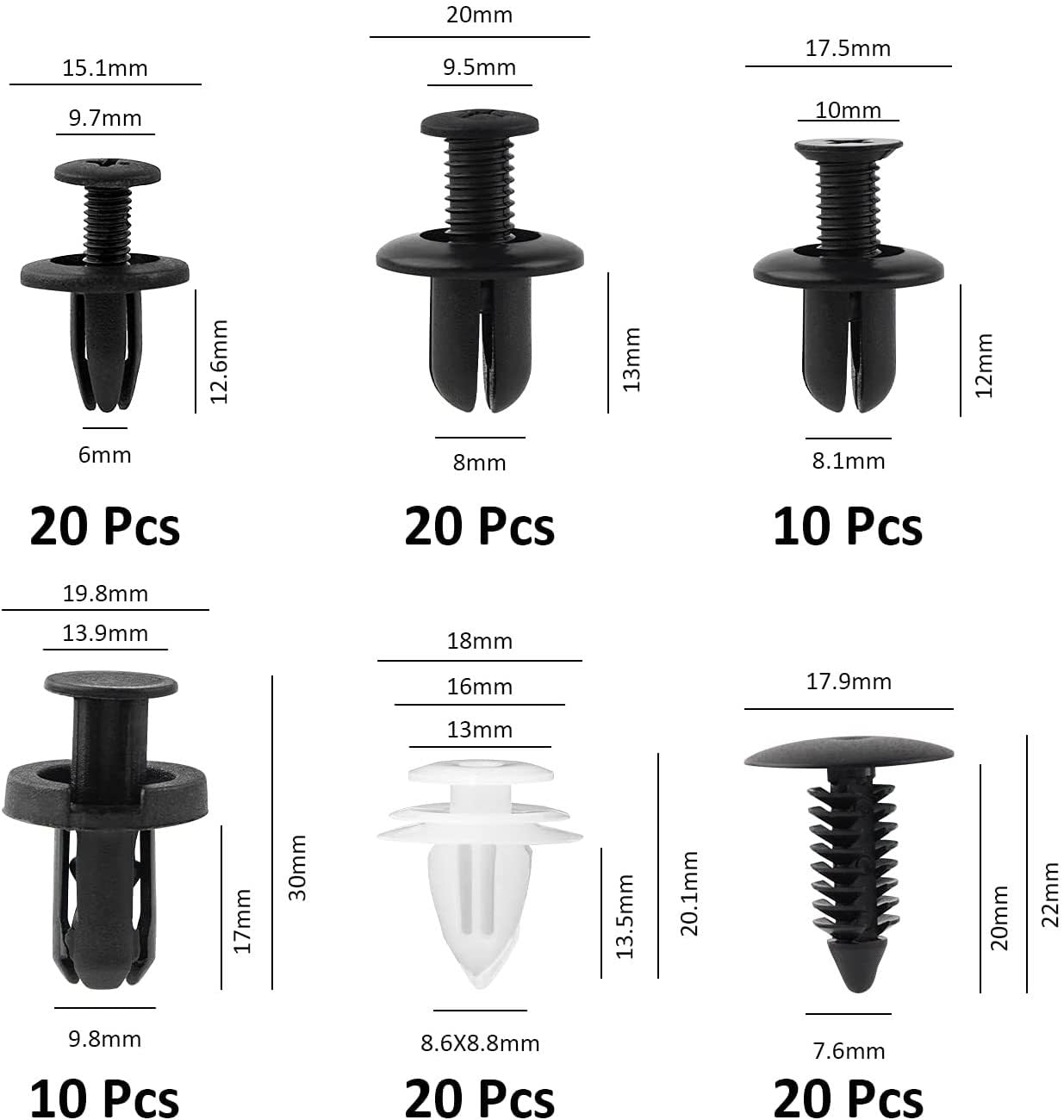 100 Pcs Bumper Clips Car Clips Universal Nylon Car Rivets Fasteners ...