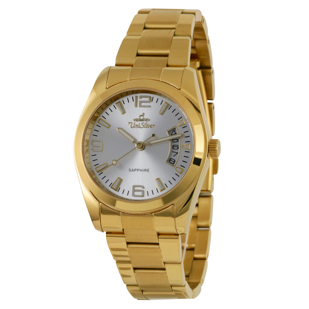 UniSilver TIME Men s Sapphire Glass Gold Silver Analog Stainless steel watch KW4702 1204