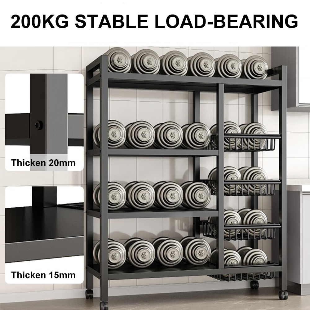 5 layers Kitchen rack microwave storage rack with Wheels Kitchen ...