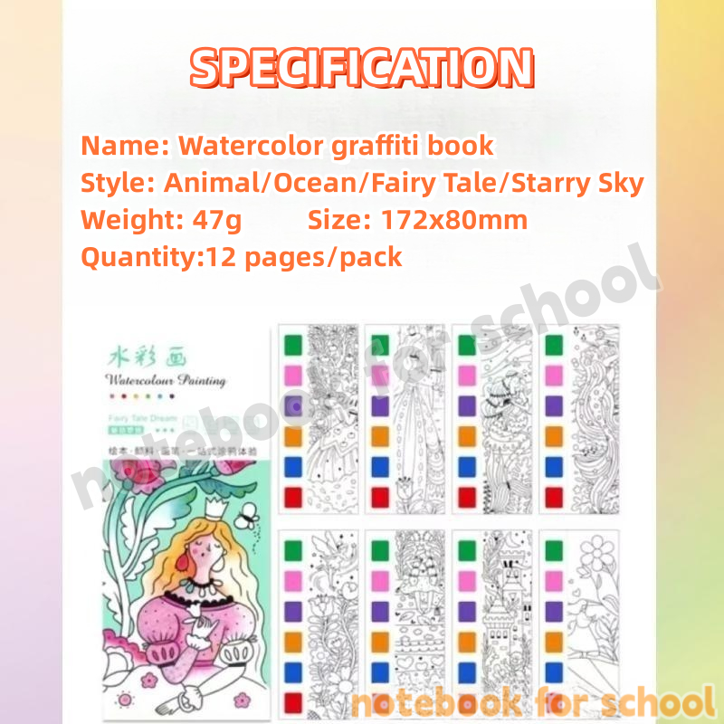Watercolor Painting book Magic Coloring Book Set with Paintbrush ...